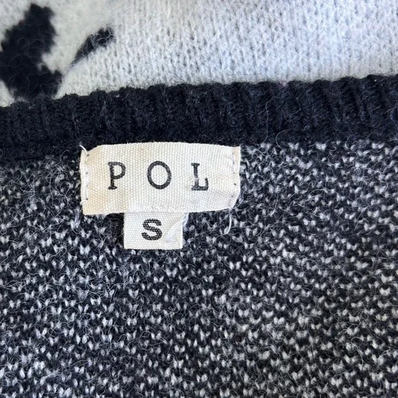 POL Womens Black White Abstract Open Front Waterfall Cardigan Sweater Size Small - Picture 4 of 4